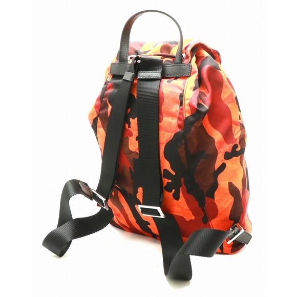Prada Backpack Orange Leather Camouflage Nylon - Picture 1 of 8